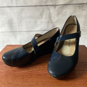 Blue Asymmetrical Mary Janes